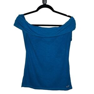 Hollister Off Shoulder Blue Top Sz Large
